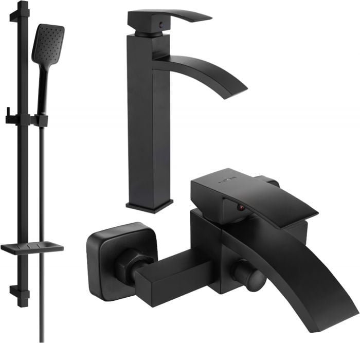 Mexen Libra DQ62 zestaw wannowy, czarny - 745113DQ62-70