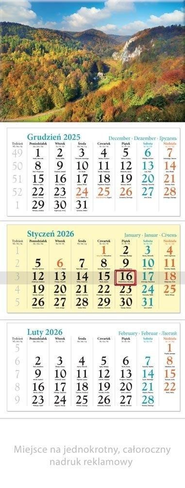 Kalendarz 2026 ścienny trójdzielny Jura