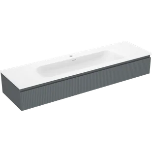 Mexen Rivel szafka łazienkowa 160 cm z umywalką Vela, 1 szuflada, ryflowana , grafit mat/biała mat - 91A20-16023-1-BF66-W23M0 - Szafki łazienkowe - miniaturka - grafika 1