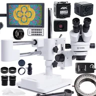Mikroskopy i lupy - Mikroskop Trinokularowy Stereoskopowy Techrebal 10HW Regulowane Oświetlenie 56x LED Soczewka 0,5 Kamera Black Pro 4K Wyświetlacz - miniaturka - grafika 1