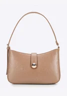 Torebki damskie - Damska torebka na ramię z imitacji skóry beżowa - miniaturka - grafika 1