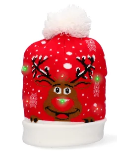 Czapka świąteczna LED wielokolorowy renifer - Ozdoby bożonarodzeniowe - miniaturka - grafika 1
