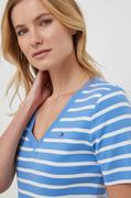 Koszulki sportowe damskie - Tommy Hilfiger t-shirt bawełniany damski kolor niebieski - miniaturka - grafika 1