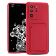 Etui i futerały do telefonów - Etui na telefon komórkowy Samsung Galaxy S20 Ultra silikonowe etui ochronne z kieszenią na kartę Slim Wallet Case, czerwone - miniaturka - grafika 1