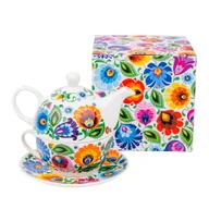 Filiżanki - Filiżanka Halinka Z Imbryczkiem Do Kawy I Herbaty - Łowicka Biała - miniaturka - grafika 1