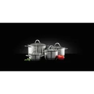 Garnki - Komplet garnków Solar ze stali nierdzewnej 4 sztuki z pokrywkami 1,9 l + 2,5 l + 3,5 l + 6,1 l srebrny - miniaturka - grafika 1