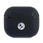 Akcesoria do słuchawek - BMW BMA3SSLNA AirPods 3 cover granatowy/navy Geniune Leather Silver Logo BMW000442-0 - miniaturka - grafika 1