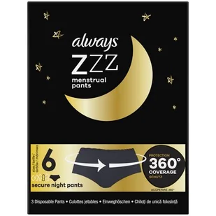 Majtki menstruacyjne ALWAYS Zzz Rozmiar 6 (3 sztuki) - Podpaski - miniaturka - grafika 2