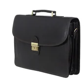 Teczki i aktówki - Teczka klasyczna z naturalnej skóry, ciemny brąz, 3 komory - miniaturka - grafika 1