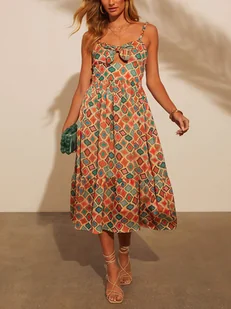 Milan Kiss Sukienka w kolorze beżowo-zielono-pomarańczowym - Sukienki - miniaturka - grafika 1