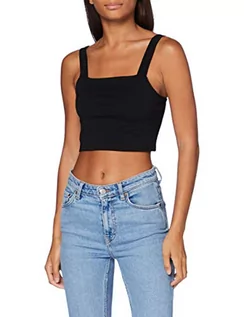 Koszulki i topy damskie - Urban Classics Damski top Cropped Top T-shirt, czarny, S - grafika 1