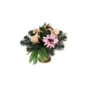 Sztuczne kwiaty - Stroik dekorowany w misie róża - miniaturka - grafika 1