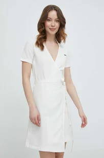 Lacoste sukienka kolor beżowy mini rozkloszowana - Sukienki - miniaturka - grafika 1