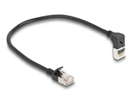 Kable miedziane - DeLOCK Kabel sieciowy RJ45 Cat.6A S/FTP Slim w górę pod kątem 90°/prosty 0,25 m czarny 80285 - miniaturka - grafika 1