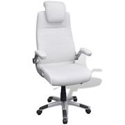 Fotele i krzesła biurowe - vidaXL Biay regulowany fotel obrotowy ze skry syntetycznej - miniaturka - grafika 1