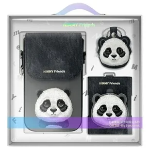 Zestaw prezentowy NIMMY Big Eyed Pet 2.0 Panda Czarny 3w1 Torebka na telefon + Portfel + Etui na lokalizator - Portfele - miniaturka - grafika 1