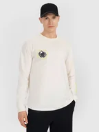 Koszulki męskie - 4F Longsleeve regular z nadrukiem męski 4FWSS25TLONM392-11S Biały Roz. L - miniaturka - grafika 1