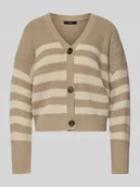 Swetry damskie - Kurtka z dzianiny o kroju relaxed fit z dekoltem w serek model ‘LEA’ - miniaturka - grafika 1