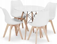 Meble ogrodowe - Leobert Zestaw stół okrągły TODI 80cm biały + 4 krzesła MARK białe - miniaturka - grafika 1