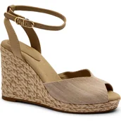 Sandały damskie - Tommy Hilfiger Koturny | z dodatkiem skóry - miniaturka - grafika 1