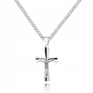 Biżuteria dla dzieci - 925 Srebrny łańcuszek krzyżyk DEDYKACJA 40 cm LK43 - miniaturka - grafika 1