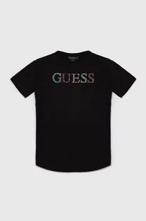 Koszulki dla dziewczynek - Guess t-shirt dziecięcy kolor czarny - grafika 1