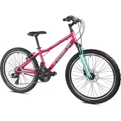 Rowery - Rower młodzieżowy INDIANA Roxy Jr 24 cale dla dziewczynki Różowo-miętowy - miniaturka - grafika 1