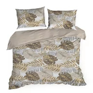Pościel - Pościel KORFU 200x220 Design91 biała beżowa szara motyw roślinny liście - miniaturka - grafika 1