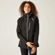 Kurtki i kamizelki sportowe damskie - Regatta Damska kurtka przeciwdeszczowa z kapturem Birchdale Czarny, Rozmiar: 40 - miniaturka - grafika 1