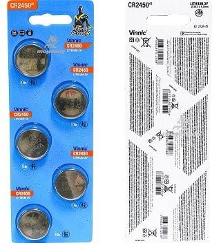 5x Bateria CR 2450 Vinnic Litium 3V