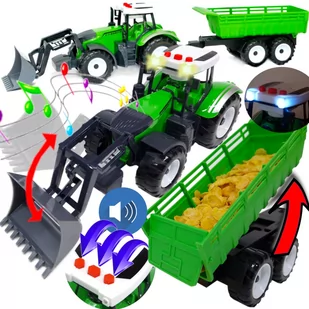 Ciągnik Traktor Na Baterie +Przyczepa Zestaw Farmera ►Ruchoma Łyżka✚Światło✚Dźwięk◄ - Samochody i pojazdy dla dzieci - miniaturka - grafika 1