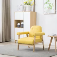Fotele - vidaXL Fotel tapicerowany tkaniną, żółty - miniaturka - grafika 1