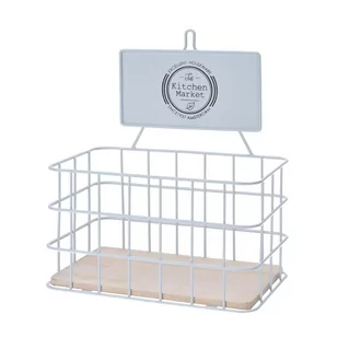 Druciany koszyk metalowy biały - Półki do salonu - miniaturka - grafika 1
