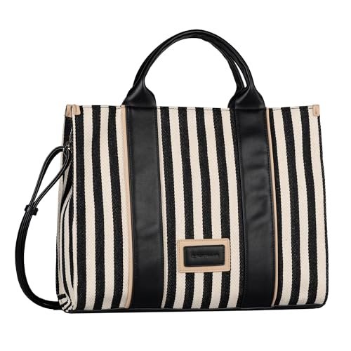 TOM TAILOR Malie Shopper damskie, Paski czarne, l, moda