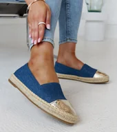 Espadryle damskie - Niebiesko-złote błyszczące espadryle Surana-37 - miniaturka - grafika 1