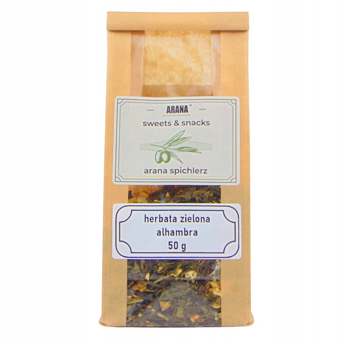 HERBATA ZIELONA LIŚCIASTA 50g z mandarynką, rodzynkami i jaśminem Alhambra