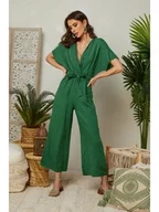 Kombinezony - Lin Passion Lniany kombinezon w kolorze zielonym - miniaturka - grafika 1