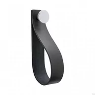 Wieszaki i stojaki - Wieszak ścienny Loop Strap skórzany czarny z chromem - miniaturka - grafika 1