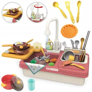 2 x DUŻY ZLEWOZMYWAK ELEKTRYCZNY Z KUCHNIĄ KRAN WODA ZLEW 31 ELEMENTÓW MATA - Zabawy w naśladowanie dorosłych - miniaturka - grafika 1