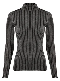 soyaconcept Sweter damski Kobiety wiskoza czarny|srebrny w paski, L - soyaconcept® - Swetry damskie - miniaturka - grafika 1