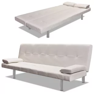 vidaXL Biaa sofa z dwoma poduszkami - Sofy i kanapy - miniaturka - grafika 1