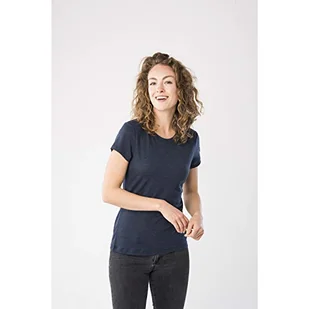 super.natural Damska koszulka z krótkim rękawem, z wełną merynosów, W ESSENTIAL TEE, rozmiar: XS, kolor: ciemnoniebieski melanż SNW015910I22XS - Koszulki i topy damskie - miniaturka - grafika 1