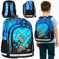 Plecaki szkolne i tornistry - Plecak Szkolny Dla Chłopca Minecraft Pixel Niebieski Pojemny 23l Lekki - miniaturka - grafika 1
