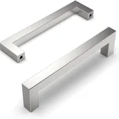 Zawiasy, okucia i inne akcesoria - Zestaw 2 srebrnych uchwytów do szafek kuchennych, uchwytów do drzwi kuchennych, uchwytów do szuflad o rozstawie 128 mm - miniaturka - grafika 1