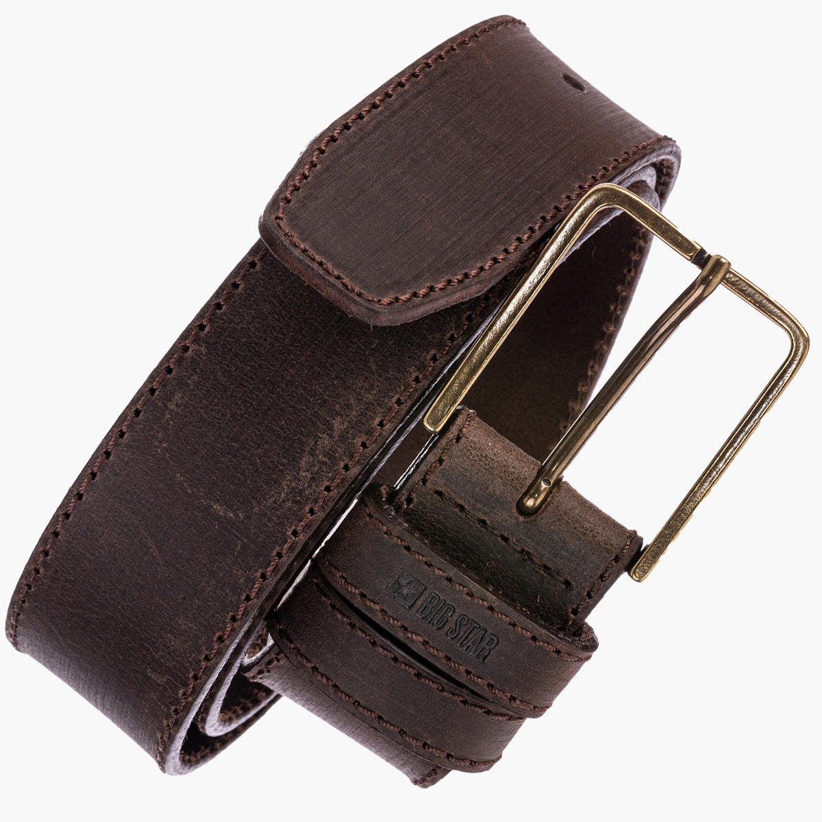 Pasek BIG STAR Skórzany Brązowy OO675001 Brązowy 95