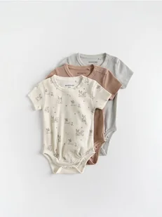 Reserved - Bawełniane body 3 pack - brązowy - Komplety dla niemowląt - miniaturka - grafika 1