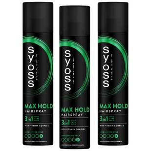 Bardzo mocny spray do włosów Max Hold Syoss 3x300 ml - Kosmetyki do stylizacji włosów - miniaturka - grafika 1