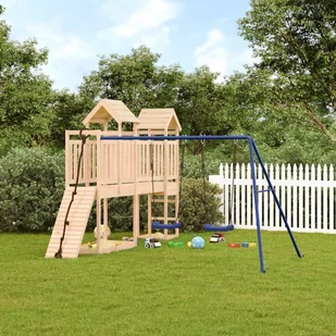 Domek ze ścianką wspinaczkową i huśtawkami, lite drewno sosnowe Lumarko! - Place zabaw - miniaturka - grafika 1