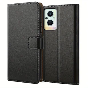 TEMU Etui na Telefon dla OPPO Reno 8 Lite 5G / OPPO Reno 7 Lite, Portfel z Ekoskóry z Klapką i Podstawką Ochronną, Czarne - Portfele - miniaturka - grafika 1