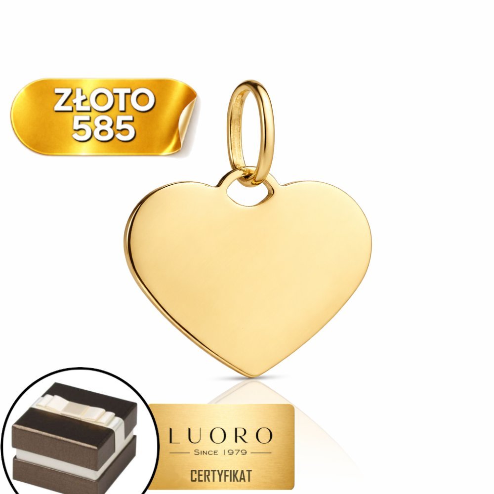 ZAWIESZKA ZŁOTA 585 14K PEŁNE SERCE 1,3 CM ŻÓŁTE ZŁOTO ELEGANCKA